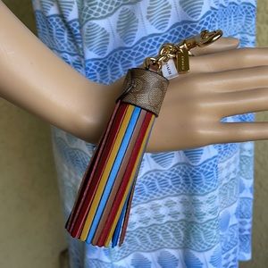 Coach Color Block Tassel With Key Ring / Dogleash Clip
